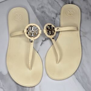 Tory Burch Mini Miller Jelly Thong Sandals Ivory womens sz 8